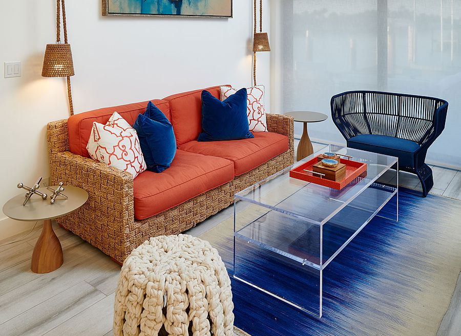 Acrylic tables provide functionality, but also take up less space visually making a room appear larger.
